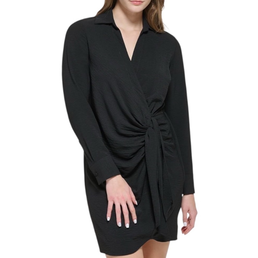 Calvin Klein Tie Front Long Sleeve Dress